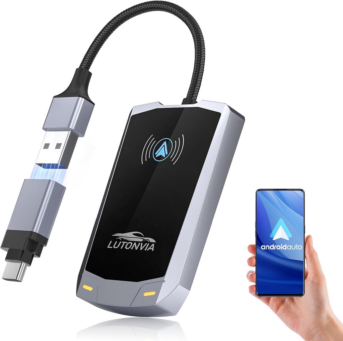 Draadloze Android Auto Adapter USB C/A NFC - Plug & Play voor 5.8GHz