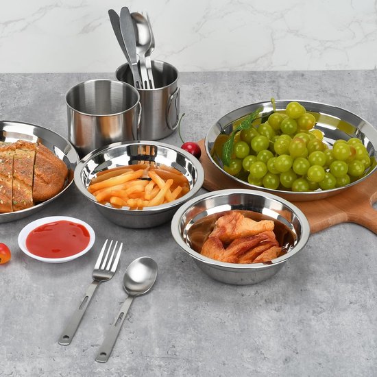 16-Delige Camping Servies Set RVS voor 4 Personen - Compleet Reisbestek voor Outdoor & Picknick — afbeelding 3