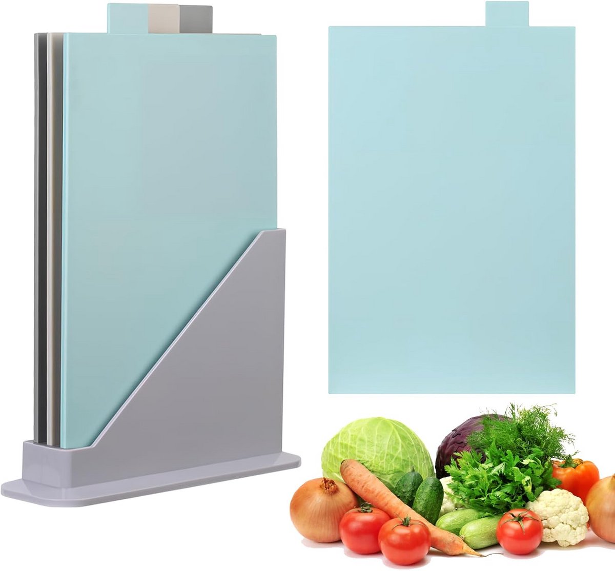Set van 3 Gekleurde Snijplanken met Standaard - Hygiënisch & Duurzaam Keukengerei