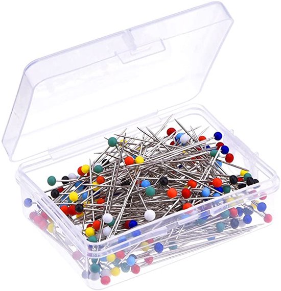 Foto: 100x glaskop knopspelden naaispelden spelden met kop sewing pins doorspelden naaien metaal 3 cm multicolor jonyx