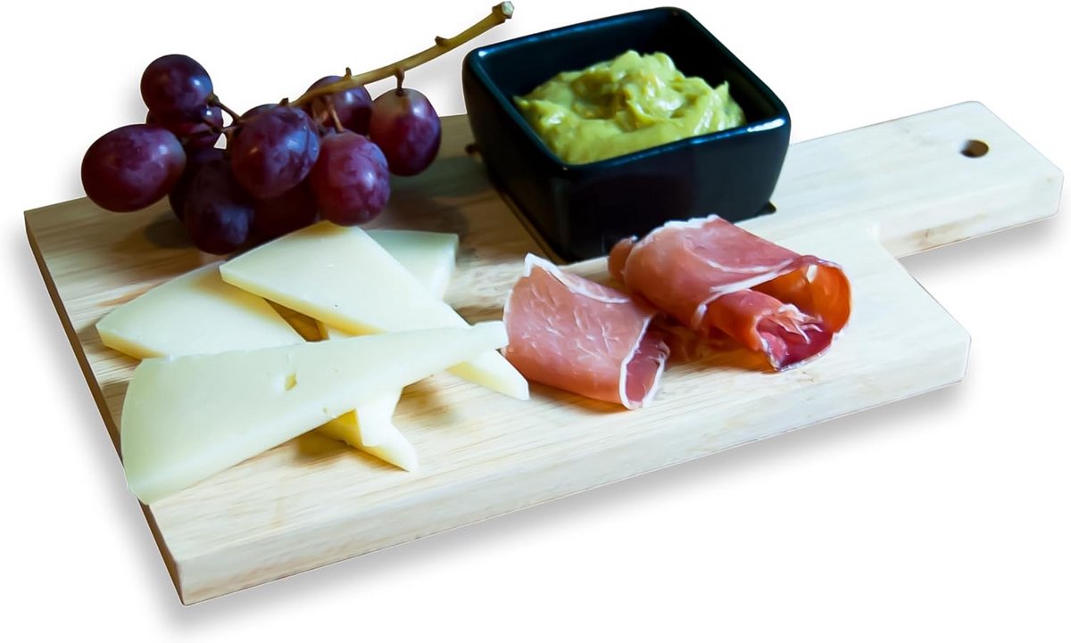 Stijlvolle Bamboe Serveerplank met Porseleinen Sausschaal