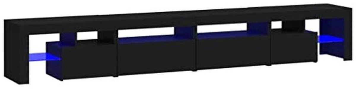 Moderne TV kast met LED verlichting 260x36.5x40cm - Zwart - Elegante Mediamöbel voor elk Interieur