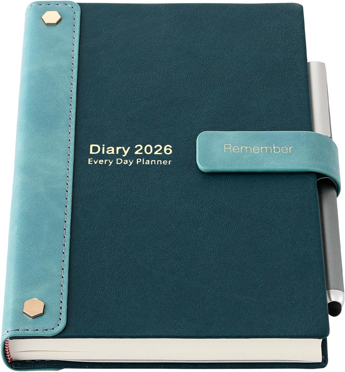 A5 Dagboek 2026 - Hardcover Jaarplanner met Uurindeling, Maand- en Weekweergave, Inclusief Stickers en Pen