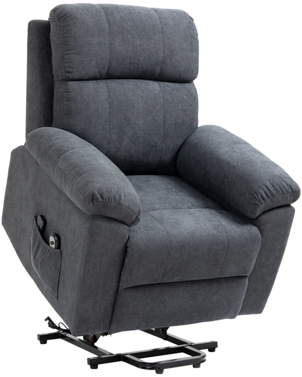 ZYLARO Elektrische Massagestoel - Massagefauteuil met Liftfunctie - Sta-opstoel - 8 Vibratiekoppen - Kantelbaar tot 135° - tot 180 kg - met Afstandsbediening - Relaxfauteuil - Seniorenstoel - TV Stoel - Grijs