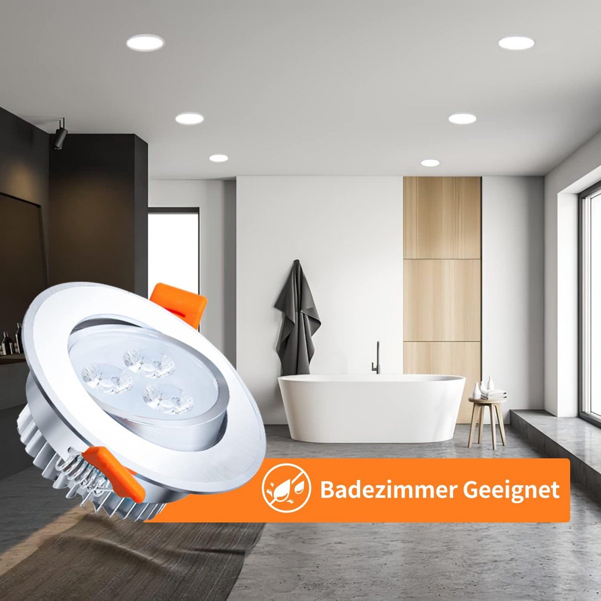 Set van 20 Draaibare Led-inbouwspots, Koudwit, 3W, Perfect voor Badkamer en Plafondverlich