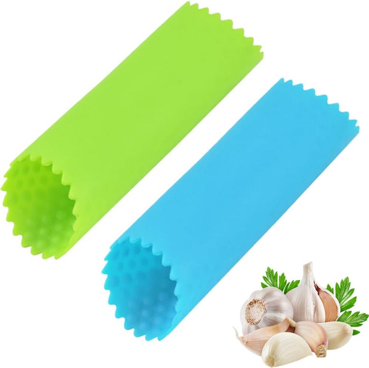 Set van 2 Flexibele Siliconen Knoflook Schillers voor Snelle Bereiding