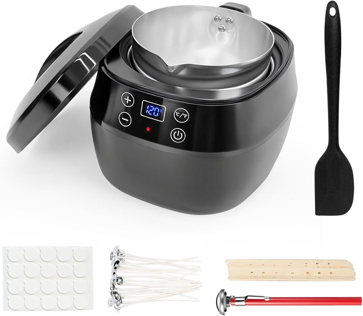 Elektrische Wax Smeltpot 1L met LED Display - Complete Set voor Kaarsen Maken