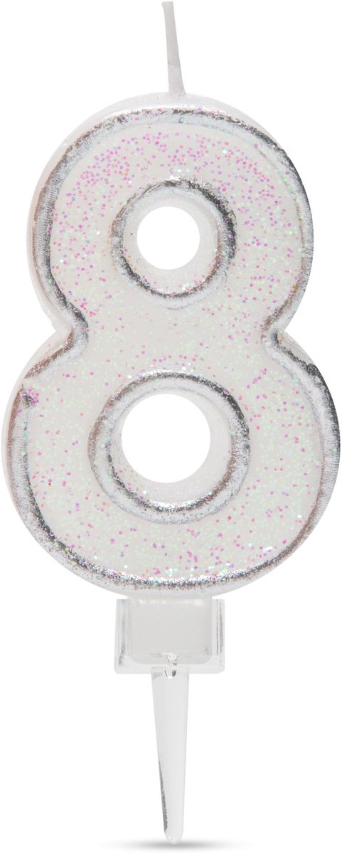 Verjaardagskaars cijfer 8 - 6,5×4 cm - taartkaars - decoratieve cijferkaars voor feest & verjaardag [56185-8]