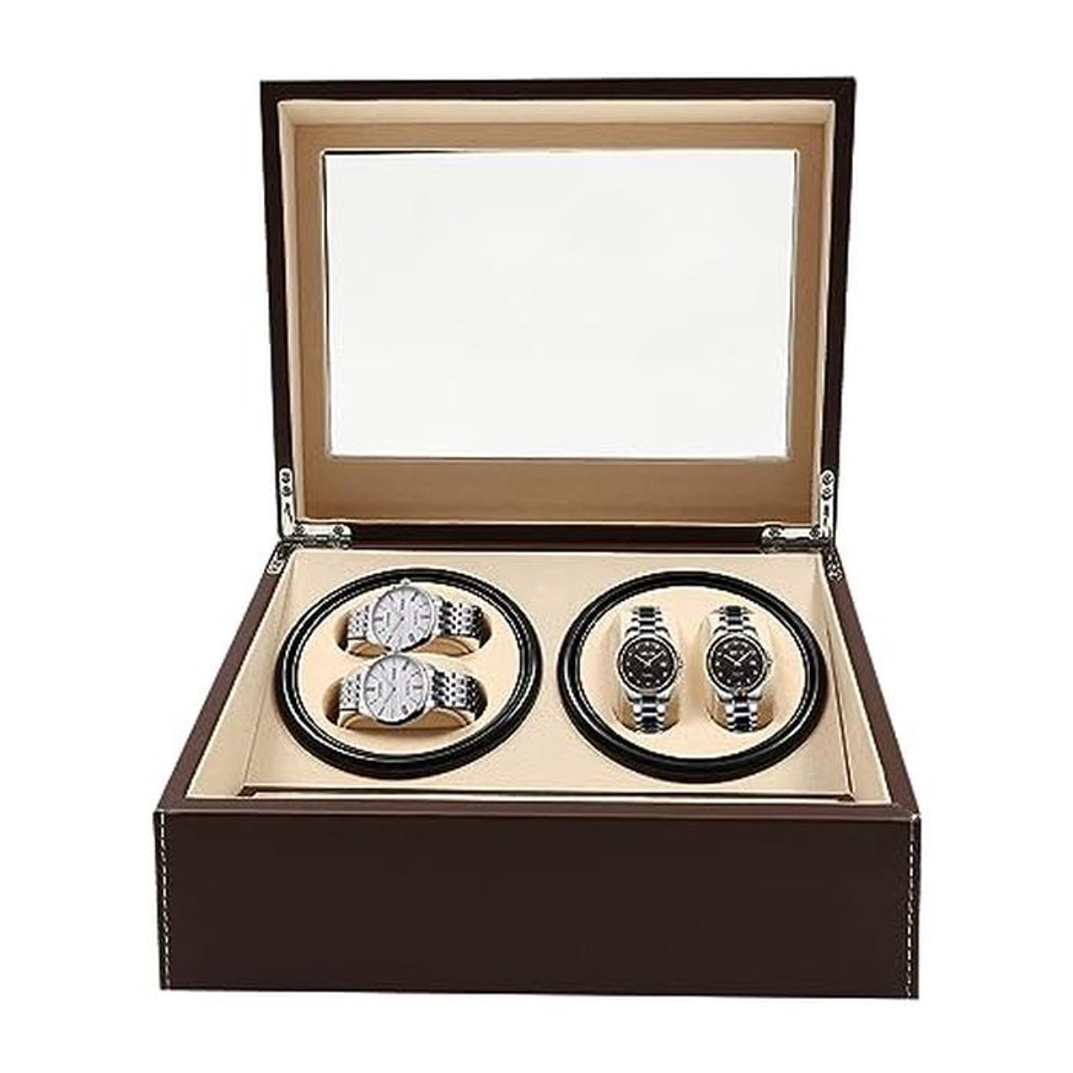 Automatische Horlogewinder voor 4 + 6 Horloges - Elegante Horlogedoos met Afneembare Kussens