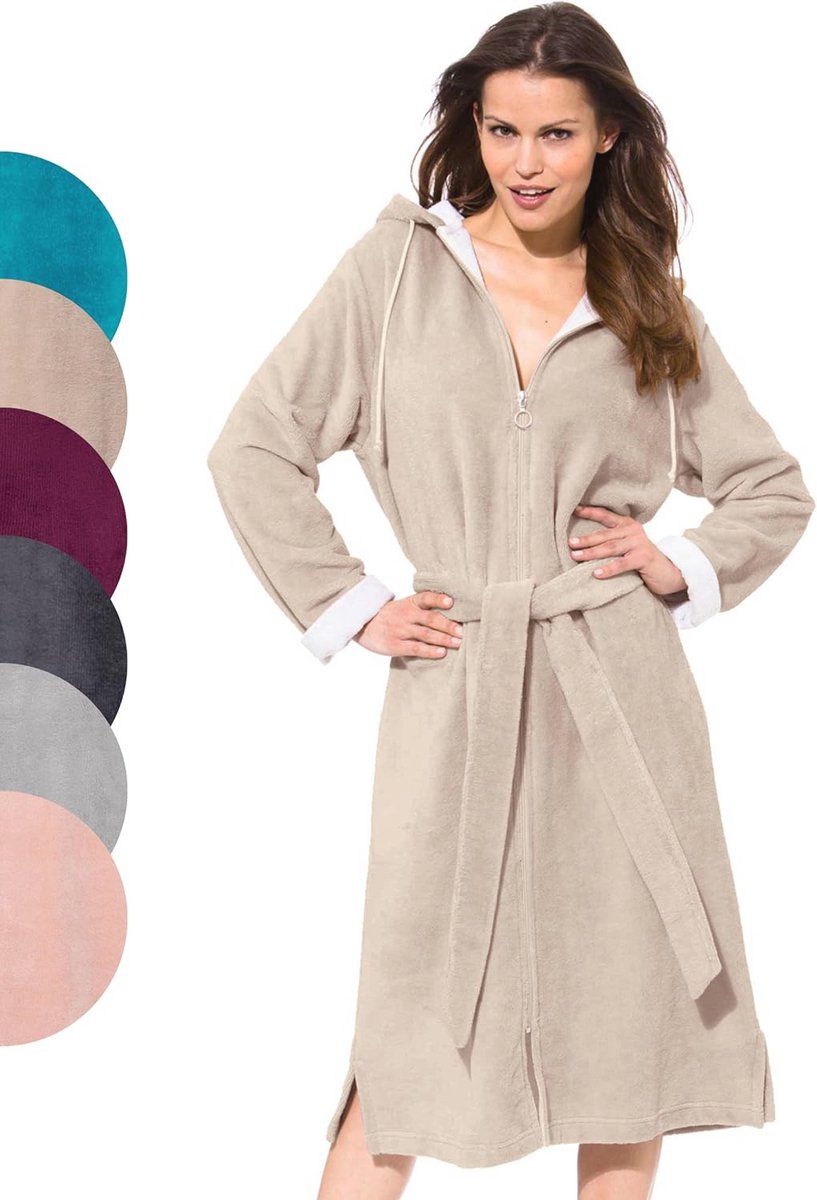Dames Badjas met Rits en Capuchon | Velours, Bamboe, Katoen en Microvezel