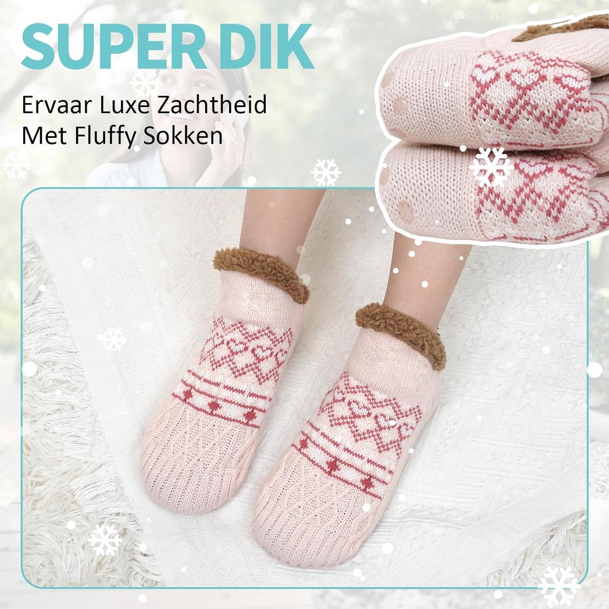Warme Huissokken Dames met Antislip & Zachte Voering - Comfortabele Winter Sokken voor Binnen — cadeau in Mode & Accessoires - foto 2