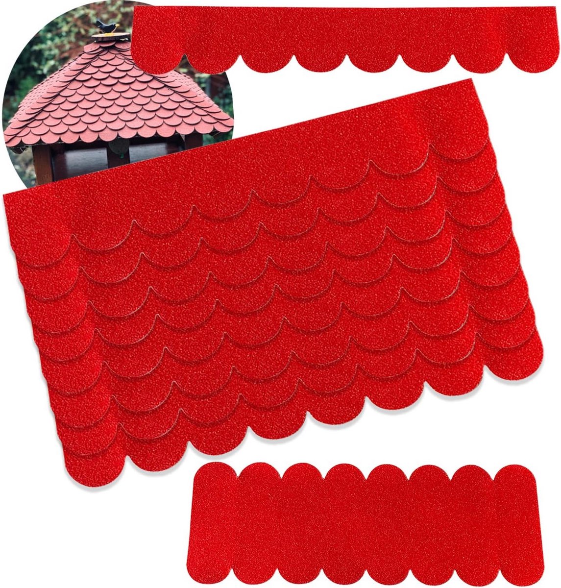 Mini Dakshingles Set voor Dakbedekking Tuinhuisjes en Miniatuur Daken (Rood, 30 Stuks)