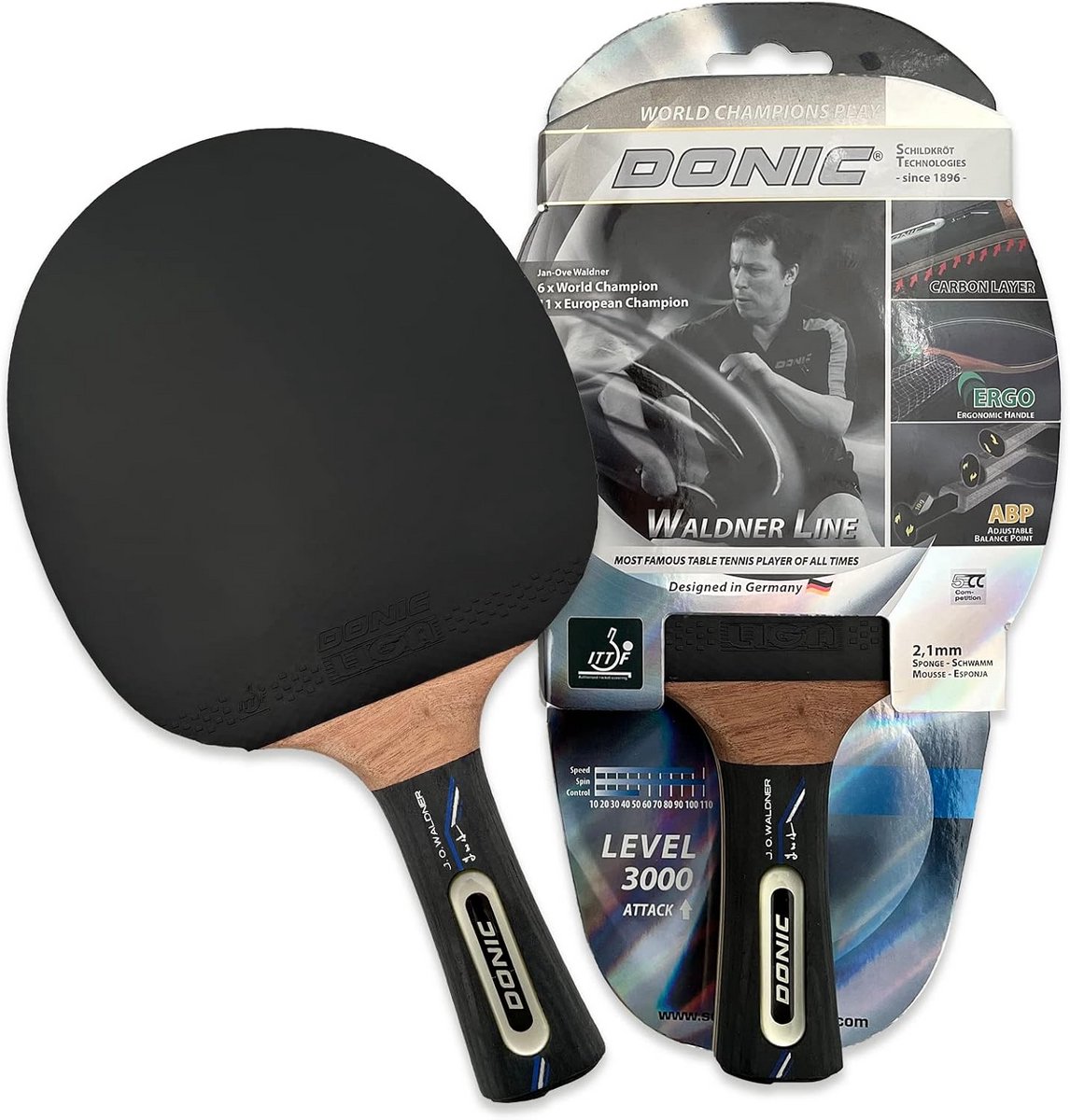 Tafeltennisbatje Carbon Hout 2.1mm Spons ABP Handvat voor Aanvallers