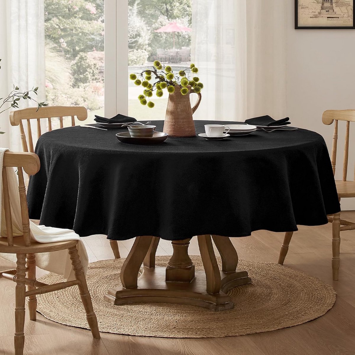 Rond Tafelkleed Zwart 180 cm - Waterdicht, Vuilafstotend & Wasbaar