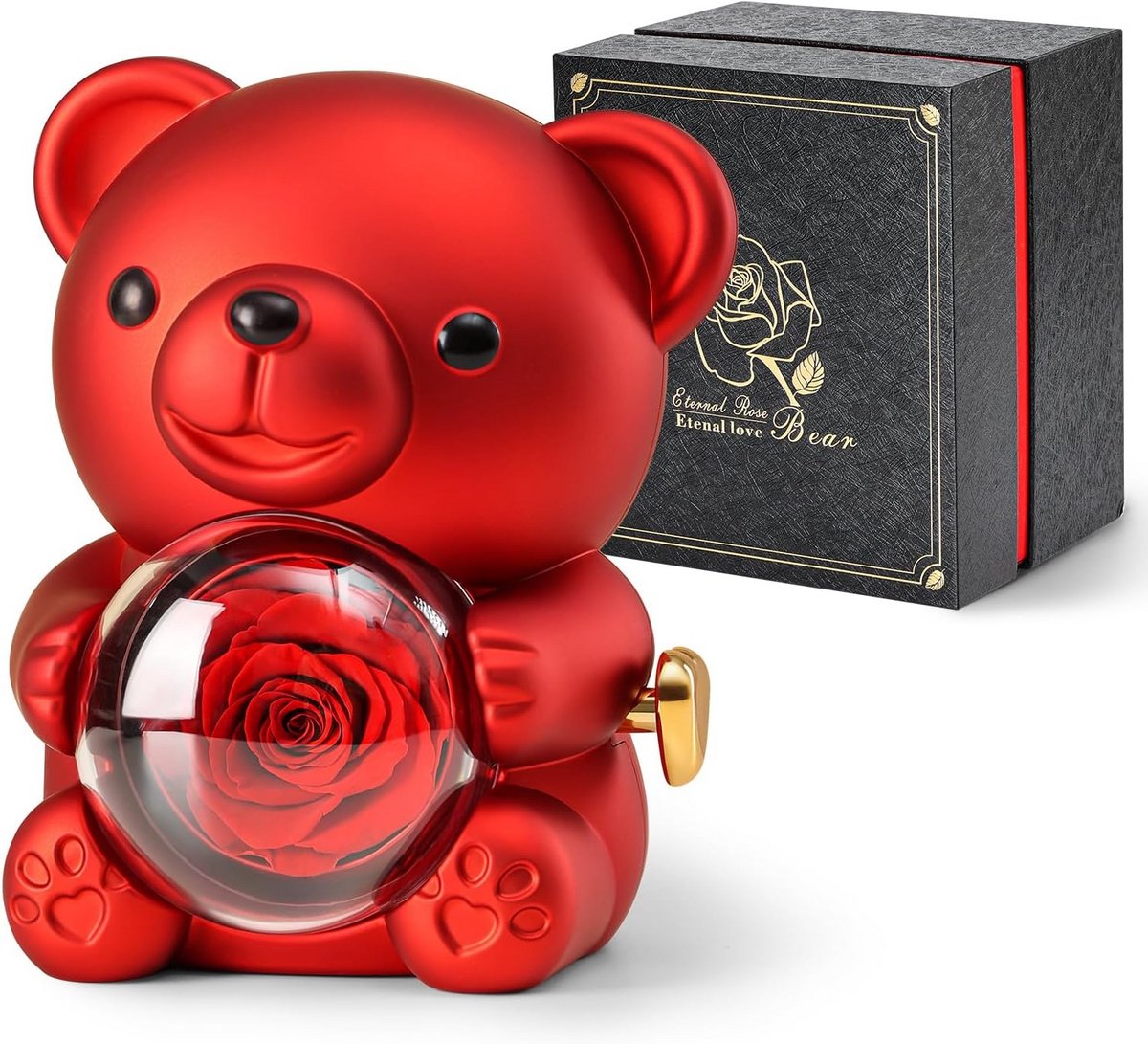 Romantische teddybeer met rozenbloem - Perfect cadeau voor Valentijnsdag, Moederdag, bruiloften en jubilea