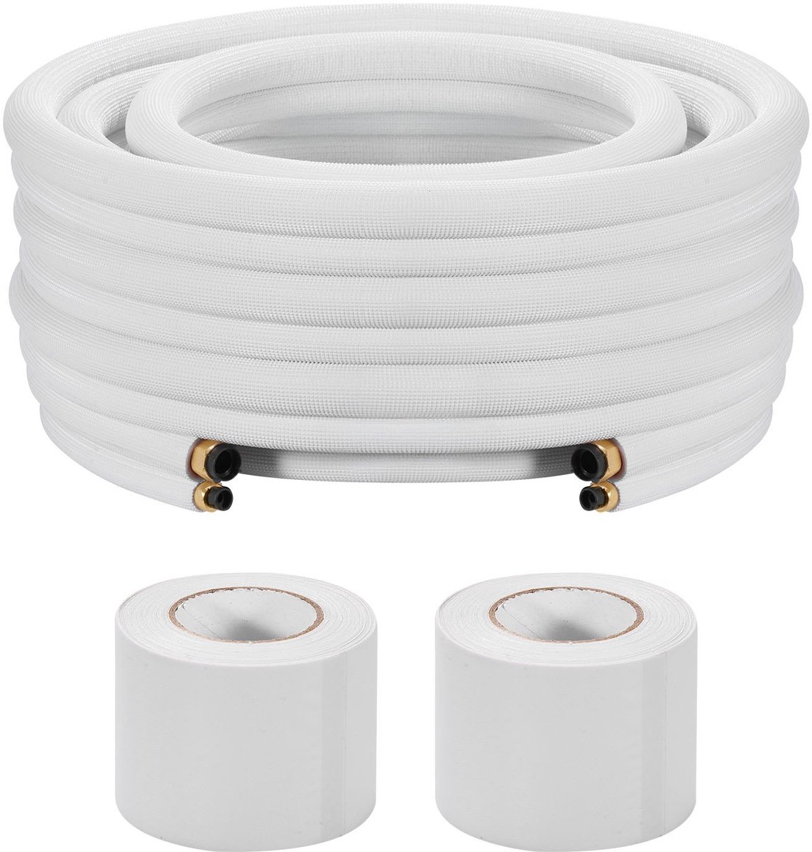 Koperen koelmiddelleiding - Dubbelleiding - 30,48 m Rol - 9,5 en 15,9 mm Buitendiameter - PE-isolatie - Inclusief spanbanden - Voor split/mini-split airco en warmtepomp