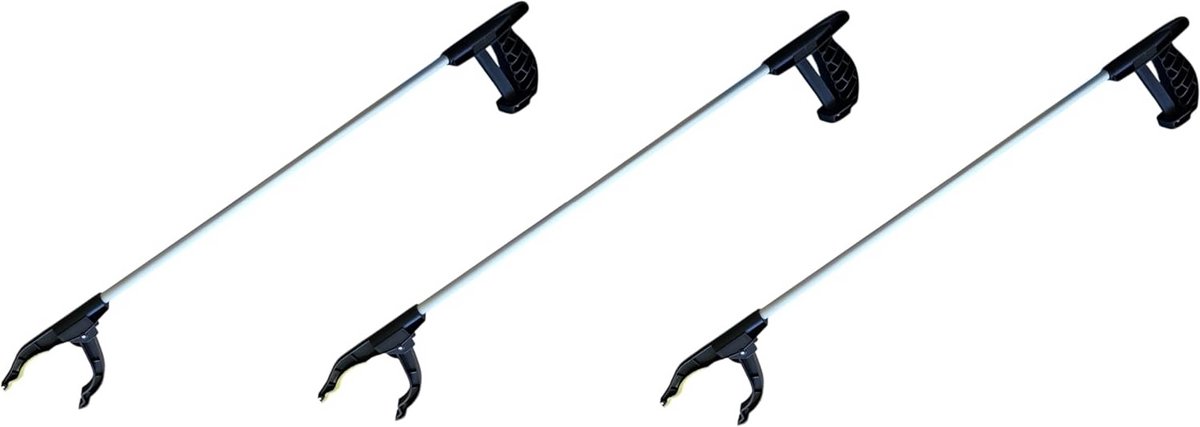 Grijptang 3 stuks voor senioren en kinderen - Ergonomische vuilnisgrijper - 76 cm Aluminium
