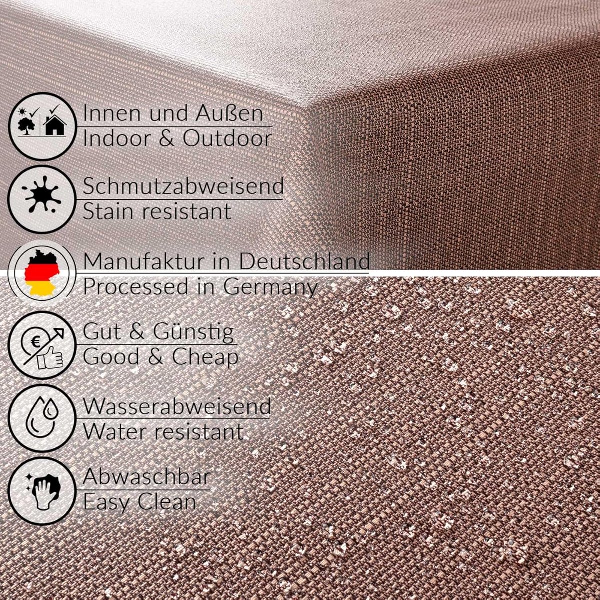 Waterafstotend Ovalen Tafelkleed Katoen-Polyester Bruin 260x140 cm