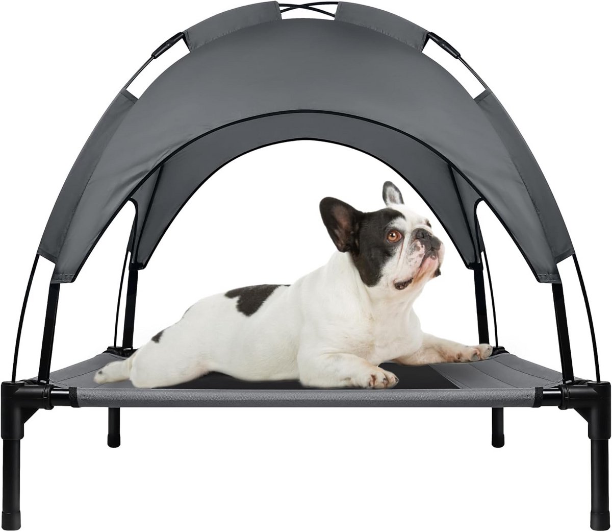 Verhoogd Hondenbed met Luifel - Waterdicht en Ademend voor Buiten en Camping