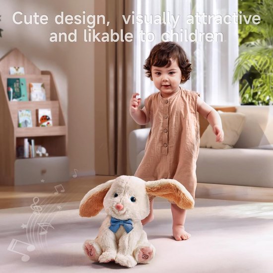 Sander Shop Kinderspeelgoed, konijnenspeelgoed, knuffeldier, haas, elektrisch pluche dier, sprekende zingende interactieve pluche dieren, babyspeelgoed, cadeau voor meisjes vanaf 1 2 3 jaar van Sander Shop — afbeelding 3