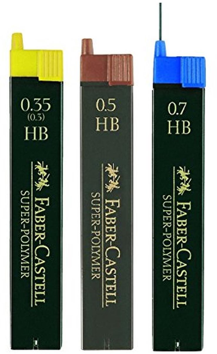 Fijnvullingen set super-polymeer voor vulpotloden, 0,35/0,5/0,7 mm, HB, 3 stuks