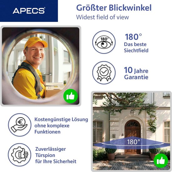 Deurspion met Zichtbescherming voor Deuren 50-90mm - Eenvoudige Installatie en Duurzaam Design — afbeelding 5