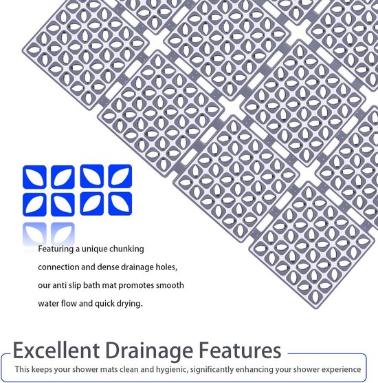 Antislip Douchemat Vierkant met Zuignappen en Drainagegaten - Badmat voor Douche en Badkamer (60x60 cm) — afbeelding 3