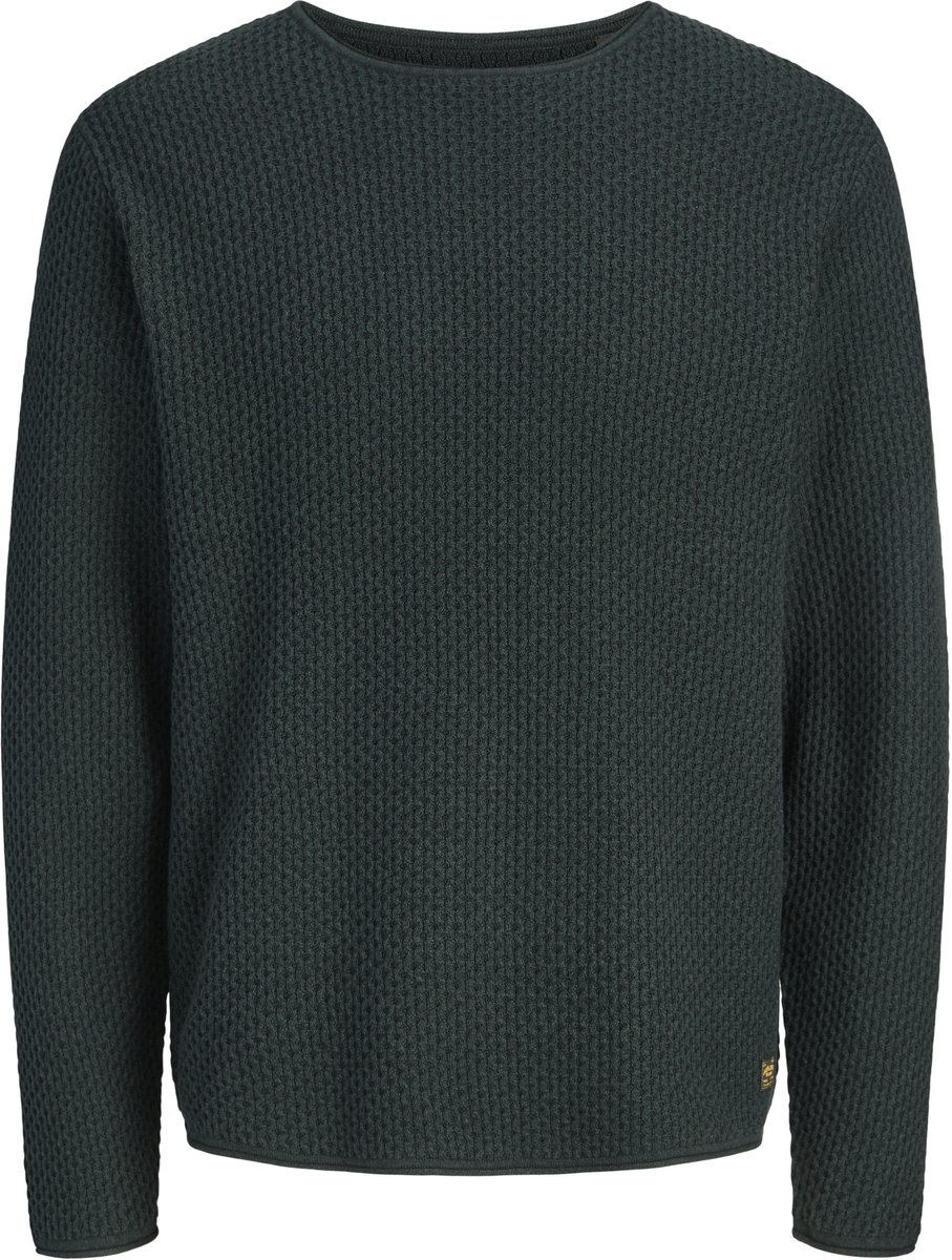 JACK & JONES Mason knit crew neck slim fit - heren pullover katoen met O-hals - groen (scarab twist)