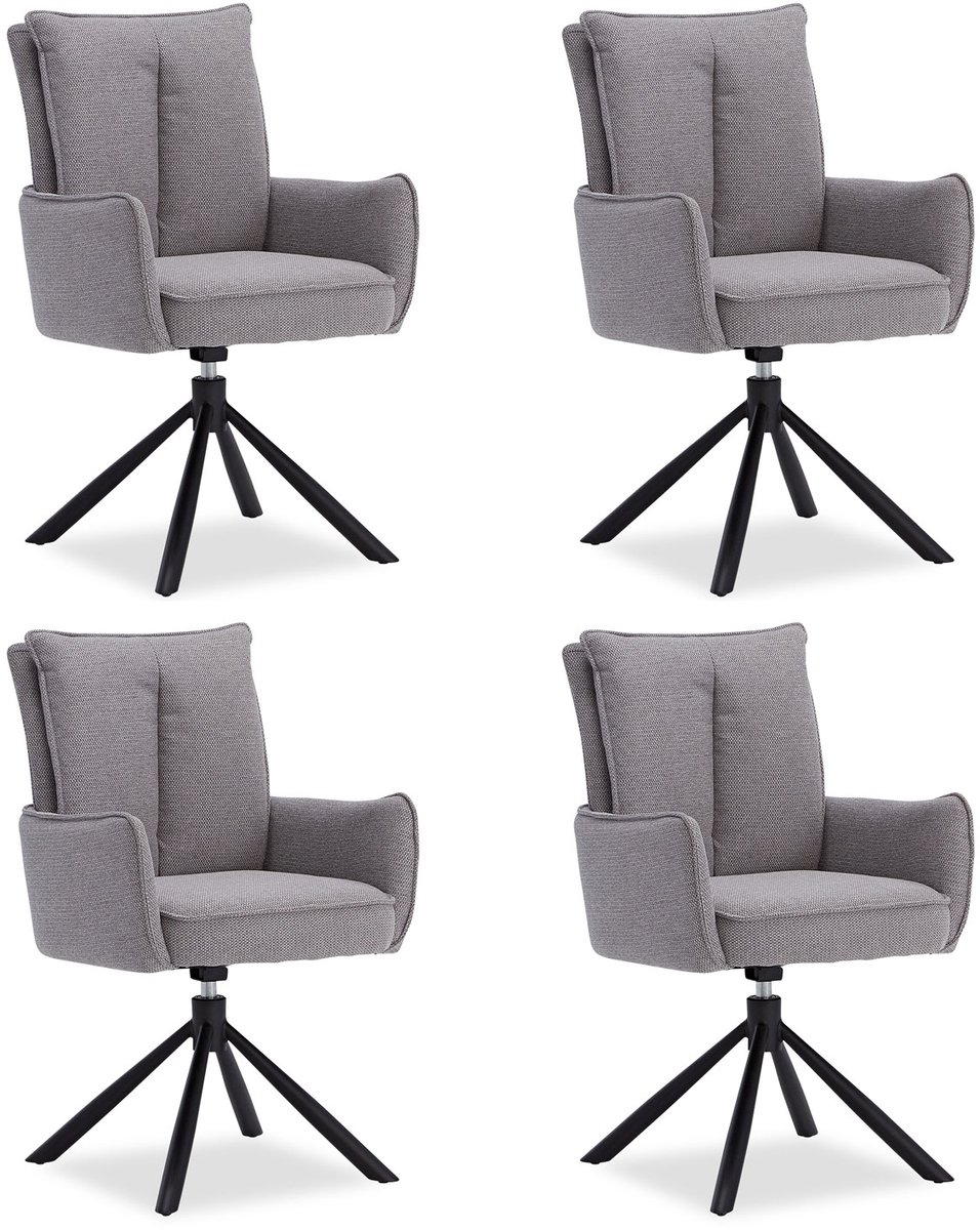 Homestyle4u Eetkamerstoel - set van 4 - grijs - met armleuningen - draaibaar