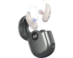 Pro Care Excellent Quality® 2x DSP Intelligent digitaal Gehoorapparaat - Gehoorversterker - Noise Reduction - Easy Click - Geluid Reductie - 3 Slimme Luistermodi - Oplaadbare LED Li/Re Box - Voor achter het oor (AHO) links en rechts - Zilver Beige