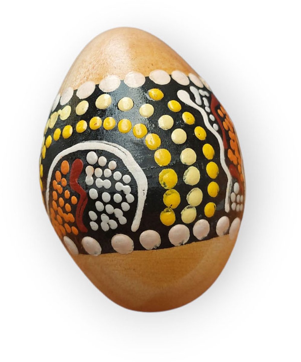 Floz Design houten schudei - maracas muziekei - relief in stippenpatroon, glijdt niet uit je hand - fairtrade uit Thailand - bestseller schoencadeau voor jong en oud