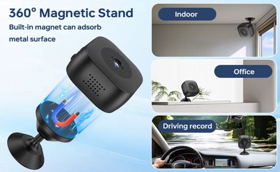 Spy Camera - Bewakingscamera 4K FHD Mini WiFi Camera - Baby Huisdier - WiFi met App - Nachtzicht - Incl. 64GB SD Kaart - Beveiligingscamera voor binnen - Verborgen Camera - Auto IR Nachtzicht - Bewegingsdetectie Waarschuwing van Merkloos — afbeelding 3
