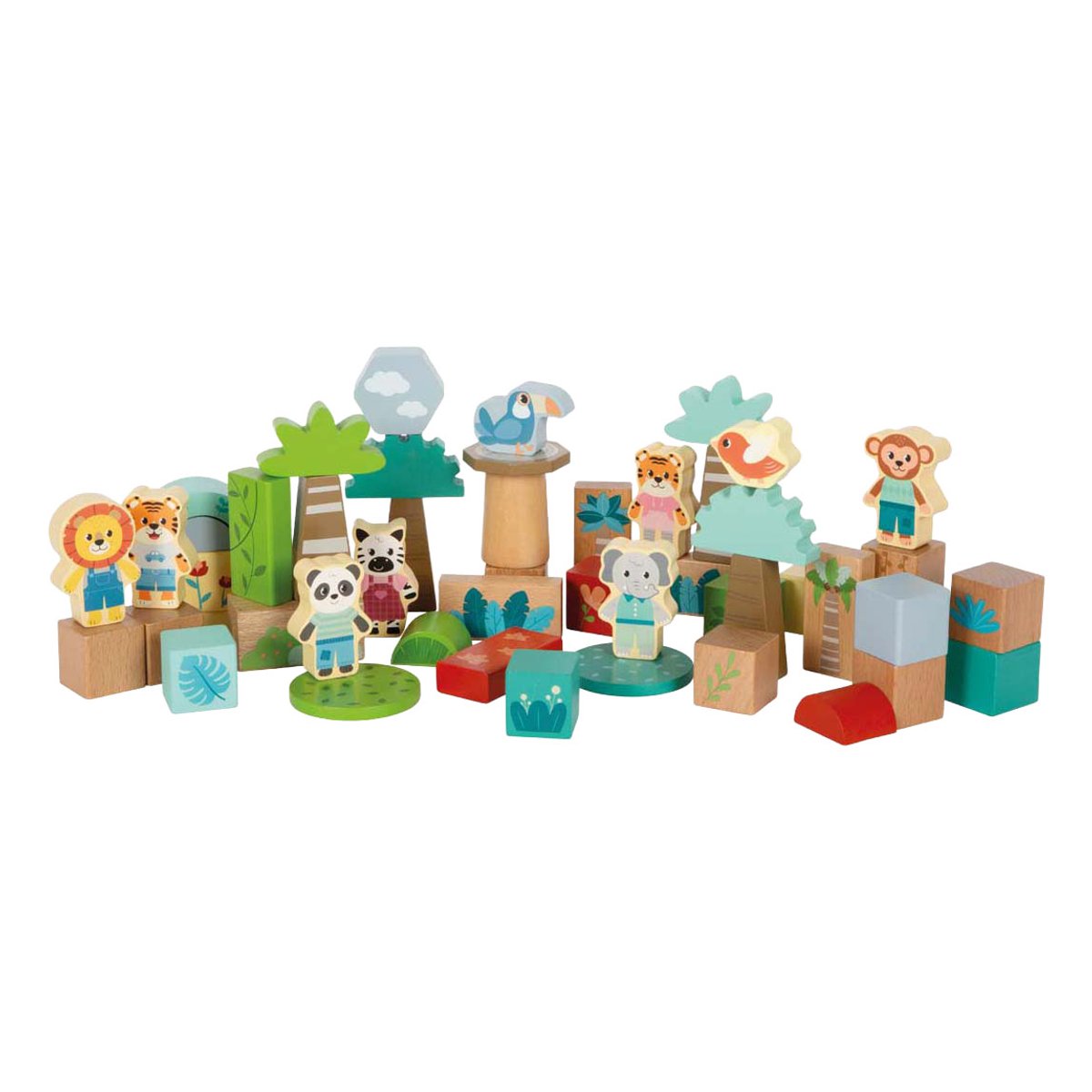 Small Foot - Houten Bouwblokken Jungle Friends FSC - 50dlg.