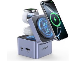 BENFEI 3-in-1 Draadloze Oplader Met USB C Hub – HDMI/ USB C/ 2x USB 3.0 – Geschikt voor Magsafe