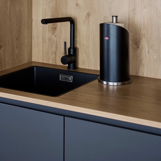 WESCO Papierrolhouder Loft van gepoedercoat plaatstaal en kunststof in de kleur wit mat, afmetingen: 13,5 cm x 13 cm x 32 cm, 322 106-74, 13,5 x 13 x 32 cm