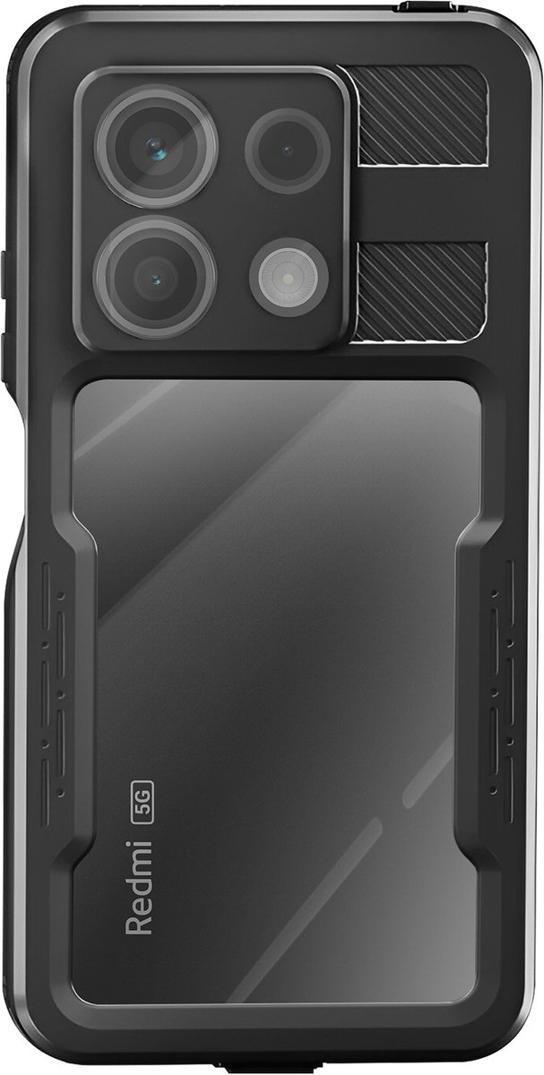 Redpepper, Hoesje voor Redmi Note 13 5G Waterdicht IP68 met Inclusief Polsband, Zwart