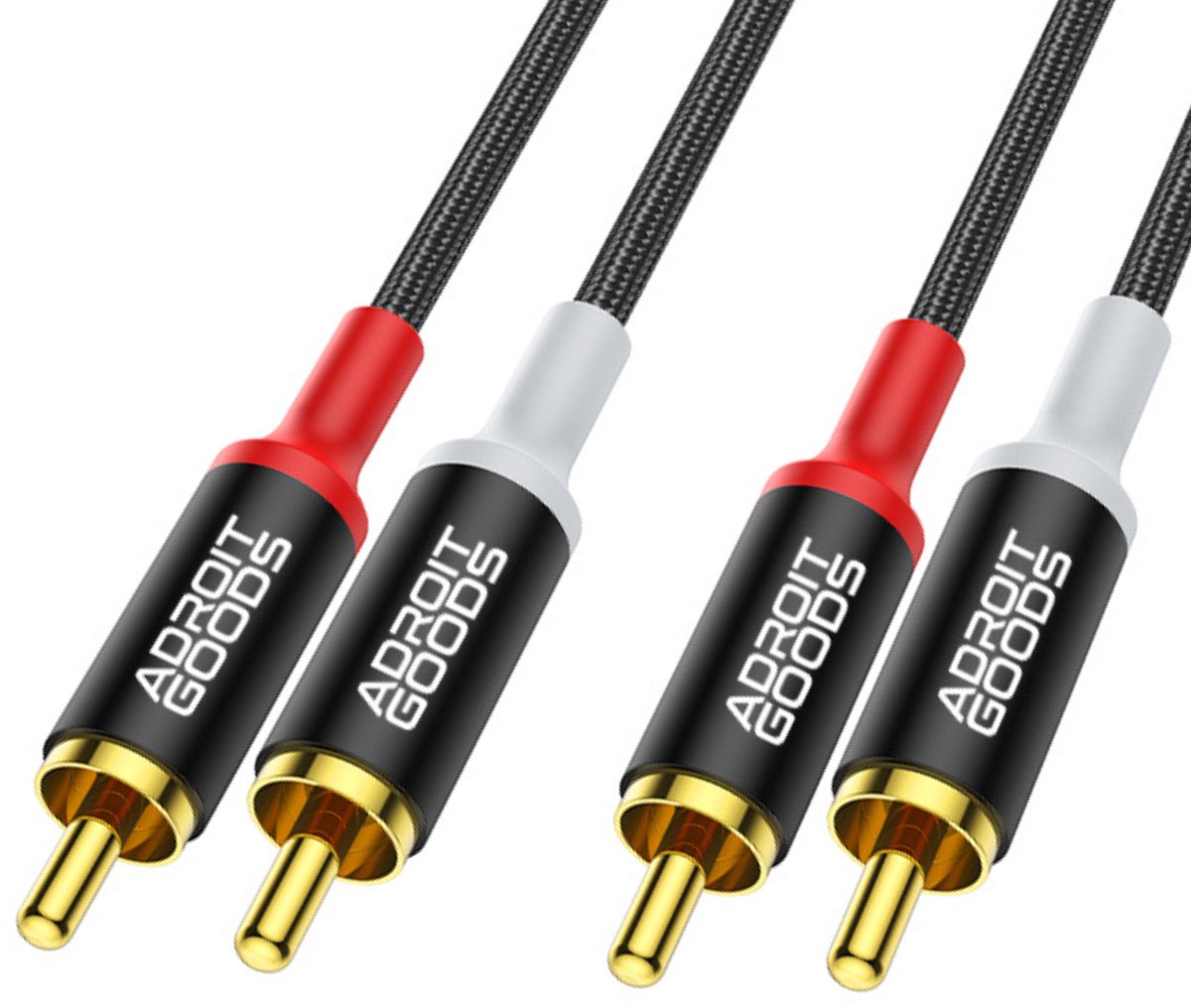 Image of AdroitGoods RCA naar RCA Audiokabel - 1m - 2 RCA Mannelijk naar 2 RCA Mannelijk Stereo Audioconverter Y-Splitterkabel - Zuivere Geluidsoverdracht, Professionele Opbouw