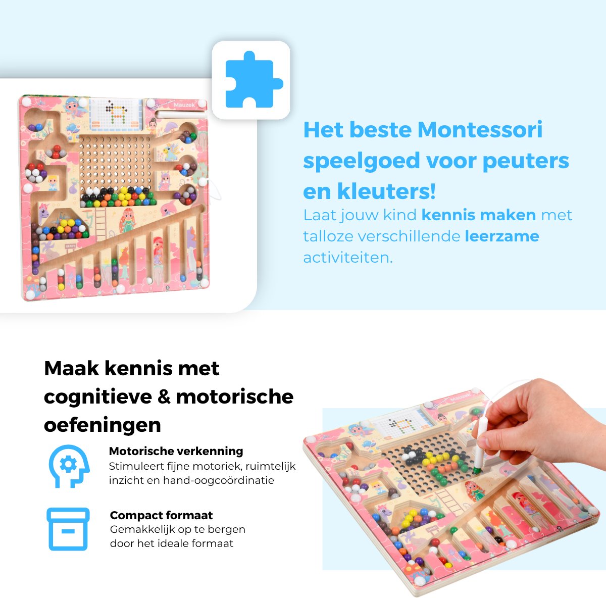 Mauzek® Magnetisch Doolhof Fantasie – Montessori speelgoed – Houten speelgoed – Magneet spel – Sensorisch speelgoed – Reisspeelgoed – Peuter speelgoed – Kinderspeelgoed – Voor onderweg – Educatief spel – Meisjes – 3 jaar – 4 jaar – 5 jaar – 6 jaar — afbeelding 6