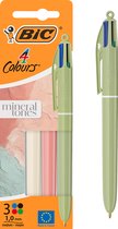 BIC 4 Kleuren Nature Balpen - 3 Stuks - Natuurtinten Beige Groen Rood - Navulbaar 6km Medium Punt
