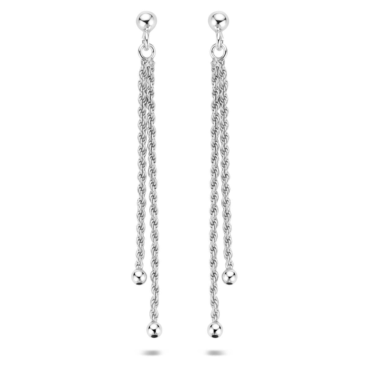 Zilveren gerhodineerde oorhangers schakel 64 mm - 1342270