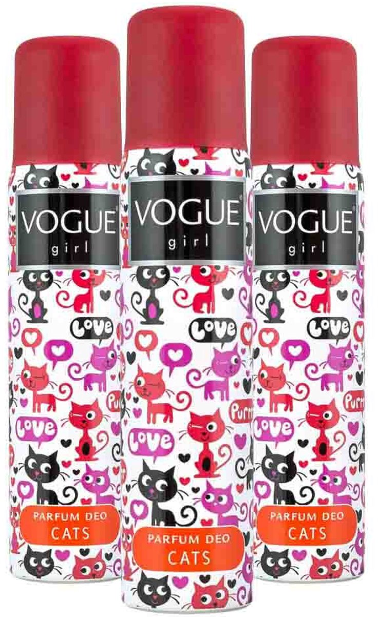 Vogue Girl Parfum Deodorant Cats - 3 x 100 ml - Voordeelverpakking