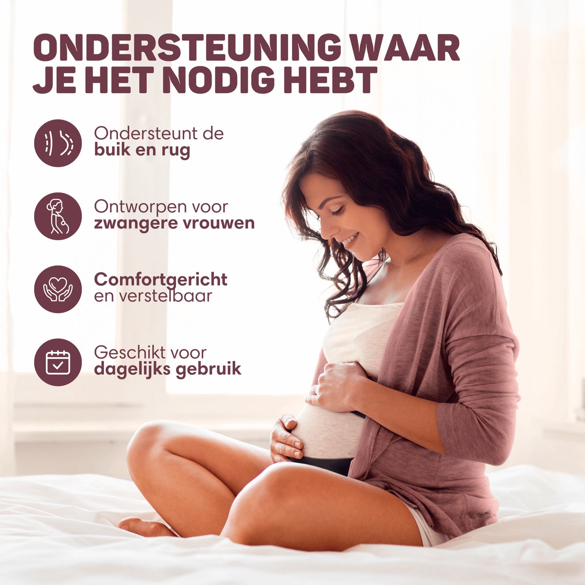Vulpes Goods® Babycare - Buikband Zwangerschap - Verstelbare Zwangerschapsband - Buikband voor Zwangerschap - Onzichtbaar & Ademend - Buik & Rugsteun - Maat M - Bekkenband - Pregnancy Belt - Bekkenbrace - incl. Waszak – foto 2