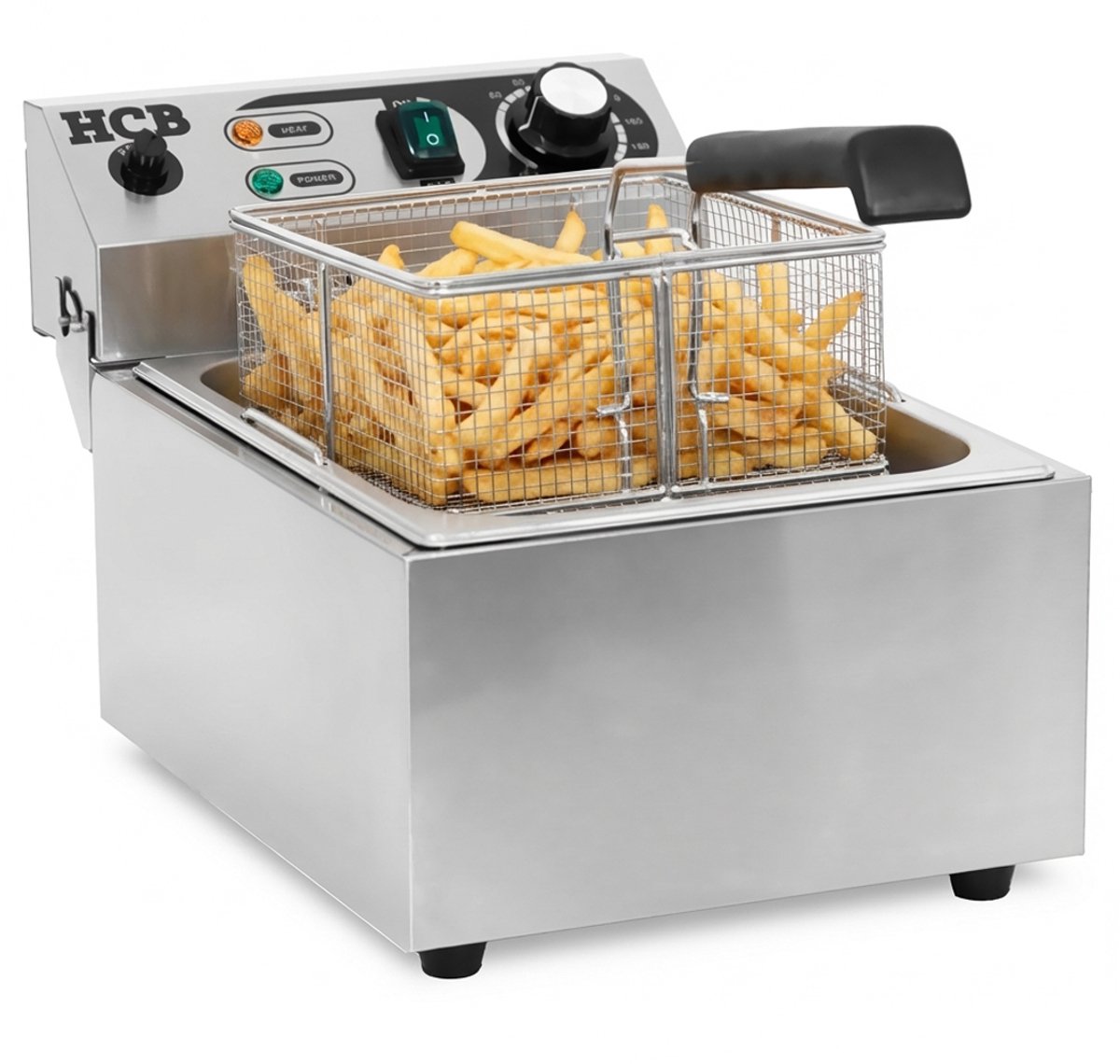 HCB® - Professionele Horeca frituurpan - Friteuse - 10 liter - 230V - RVS / INOX - 29x46x29 cm (BxDxH) - 7.5 kg - 8726