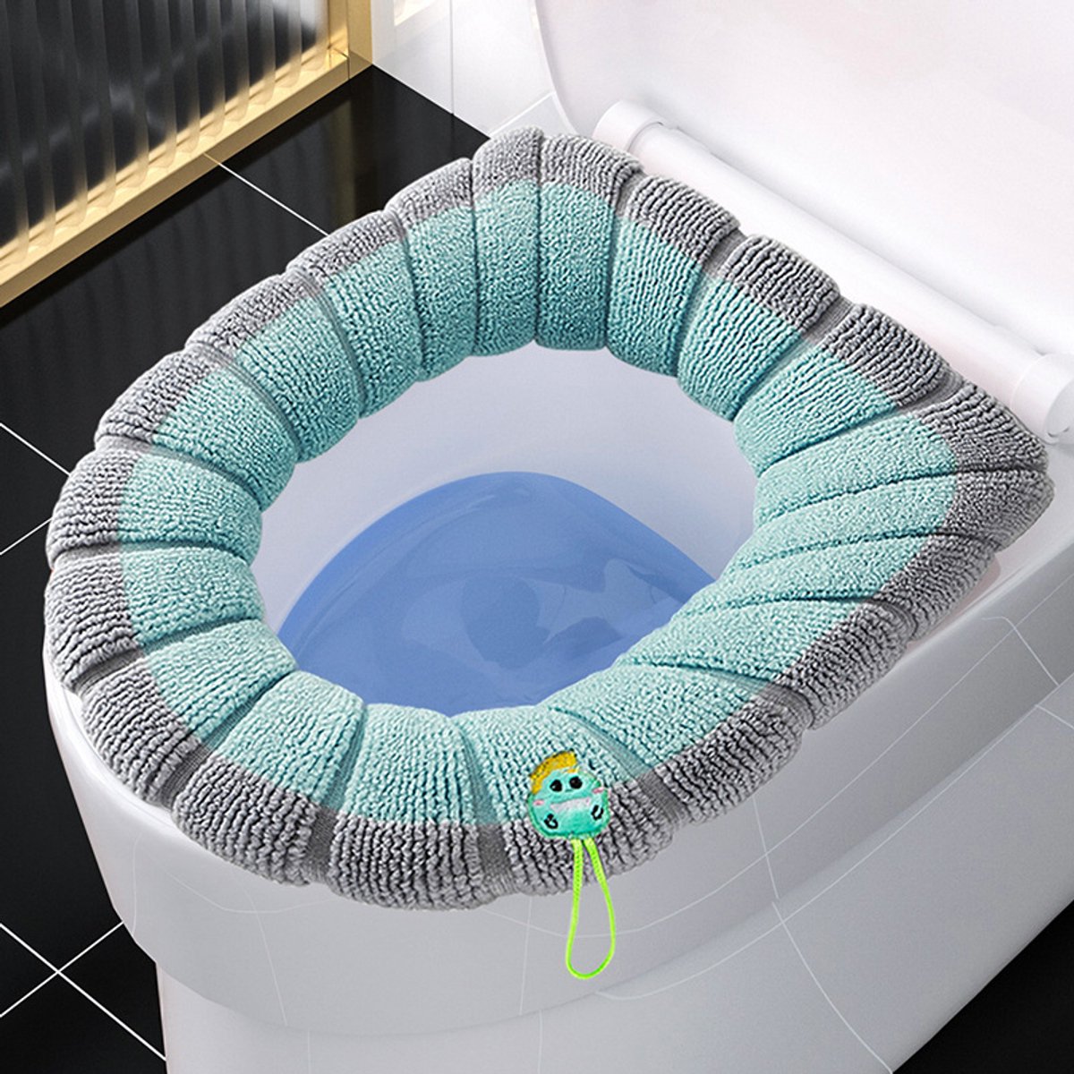 Toiletbrilhoes, verdikt voor de winter, geschikt voor alle seizoenen, toiletbrilmat voor thuisgebruik, zacht toiletbrilkussen.
