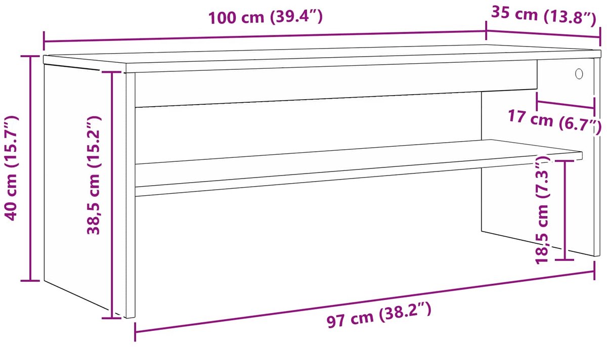 vidaXL - TV - Kast - Grijs - Sonoma - 100 - x - 35 - x - 40 - cm - Bewerkt - hout