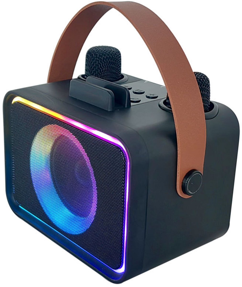 Karaoke-machine, uitgerust met 2 karaoke-microfoons, een draagbare karaokebox en een Bluetooth-luidsprekersysteem; een complete set, perfect voor familiebijeenkomsten, kerkdiensten, picknicks en buitenactiviteiten.