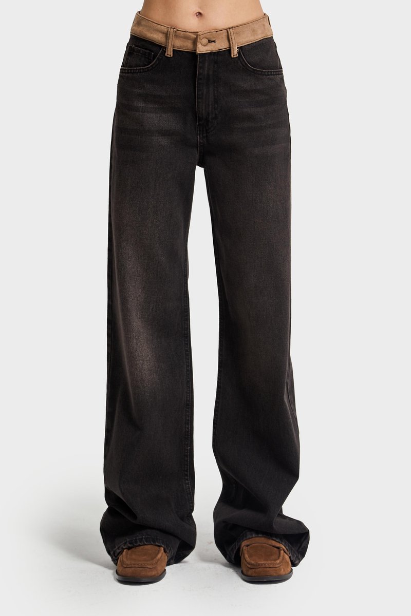 It's Basic - Wide Mid Rise Jeans - Chocolate