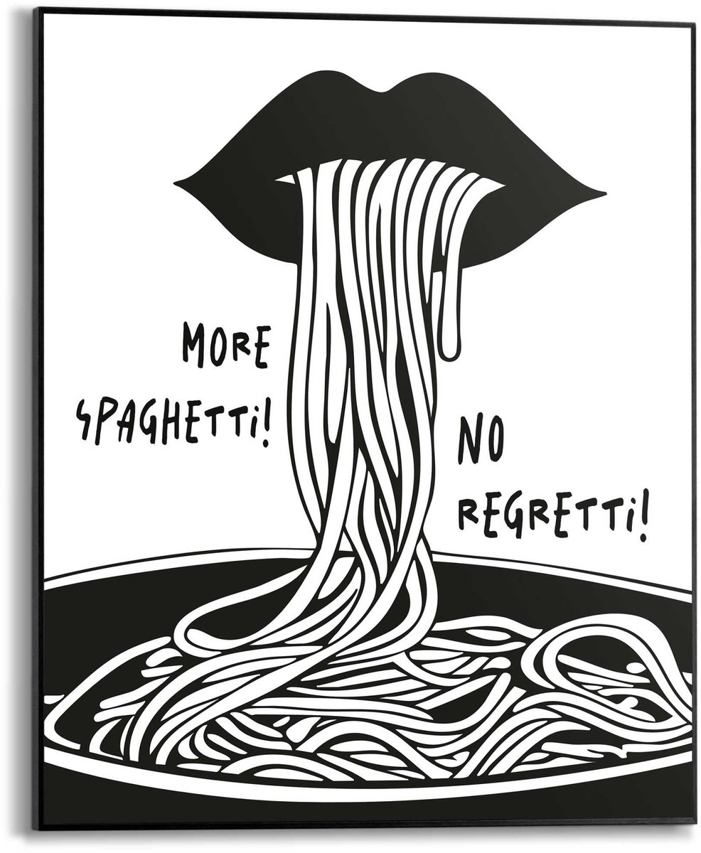 REINDERS Schilderij More Spaghetti - 50 x 40 - Hout - REINDERS Zwart-Wit Zwart