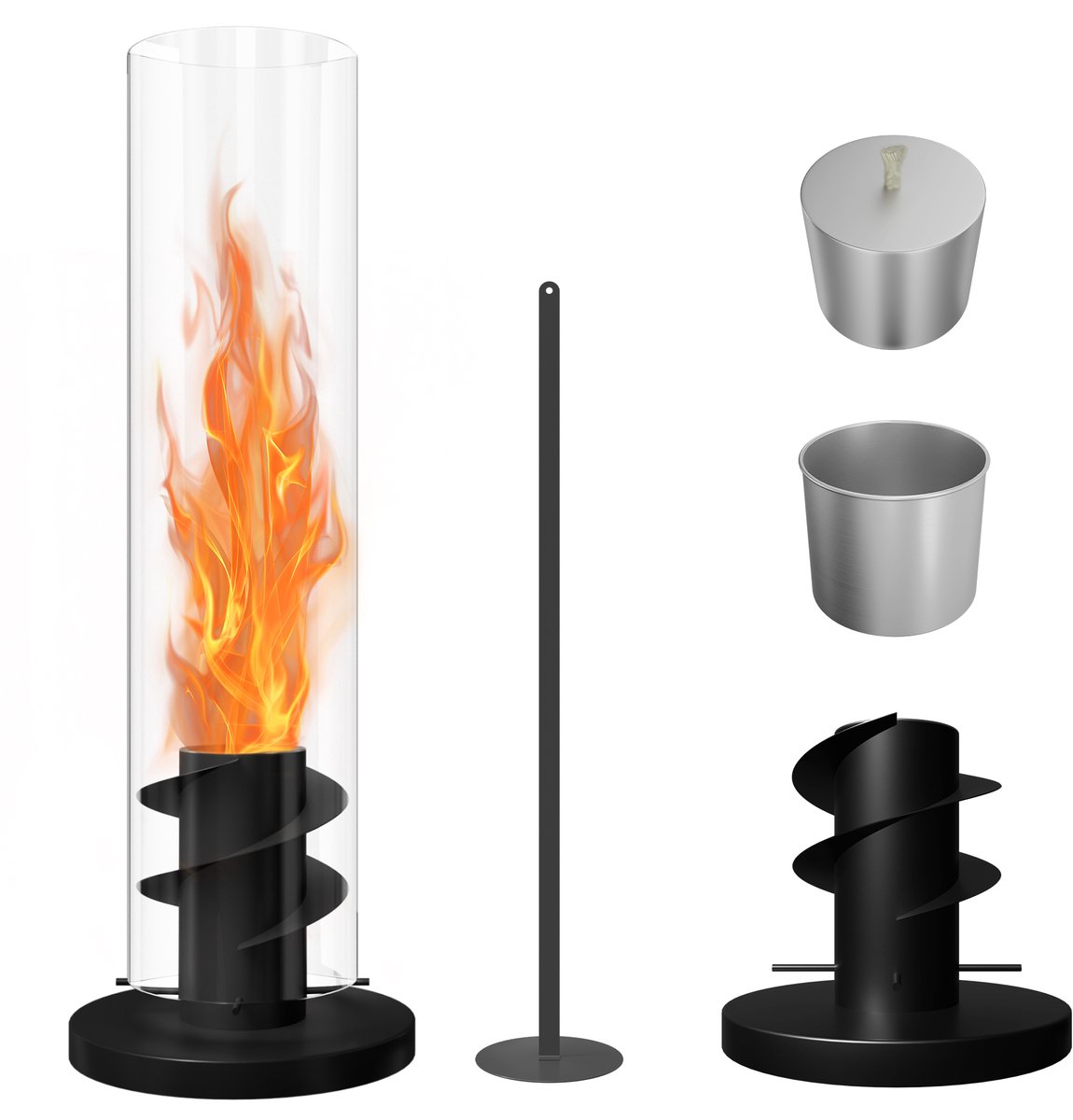 Aufun Onderhoudsvrij Bio-ethanolkachel - 70x16cm - Zwart - Premium Rvs & Glas Tafelvuur - Vrijstaand Terrashekeltje