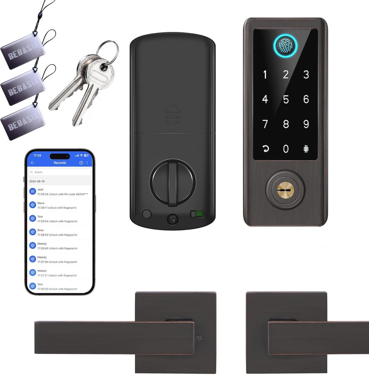 Slim Vingerafdrukdeurslot met App-besturing | Sleutelloze Toegang | Elektronisch Digitaal Touchscreen